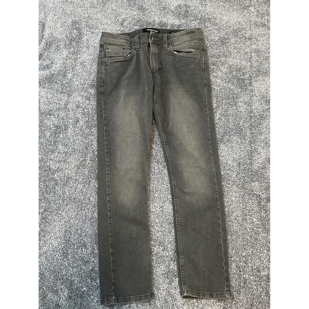 Kenneth Cole New York Slim Fit Jeans Mens 30x30 Faded Black Gray Stretch Denim